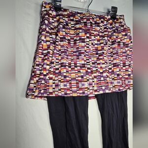SkirtSports Geometric Multicolor Lotta Breeze Capri Skirt Leggings Large GUC